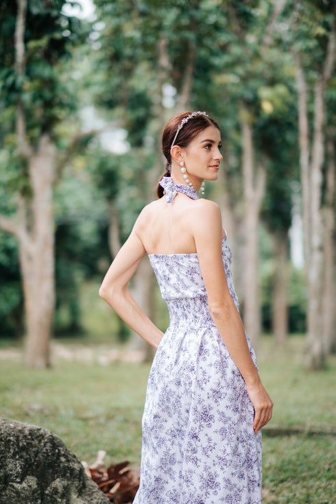 GET SPOTTED SHOP STOCKS Jenny Blue Porcelain: Dana Halter Loose Floral Jumpsuit